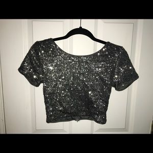 Gray sequin crop top from Forever 21.